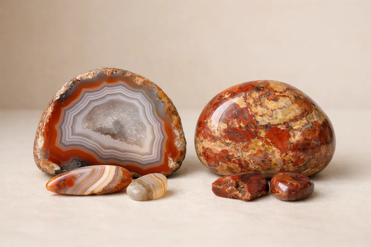 Editorial checklist image for agate vs jasper showing visible clues and comparison notes.
