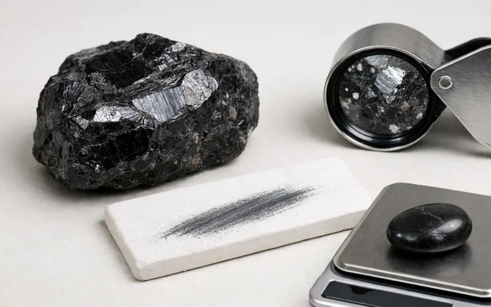 Close-up visual clues that help distinguish black stone identification